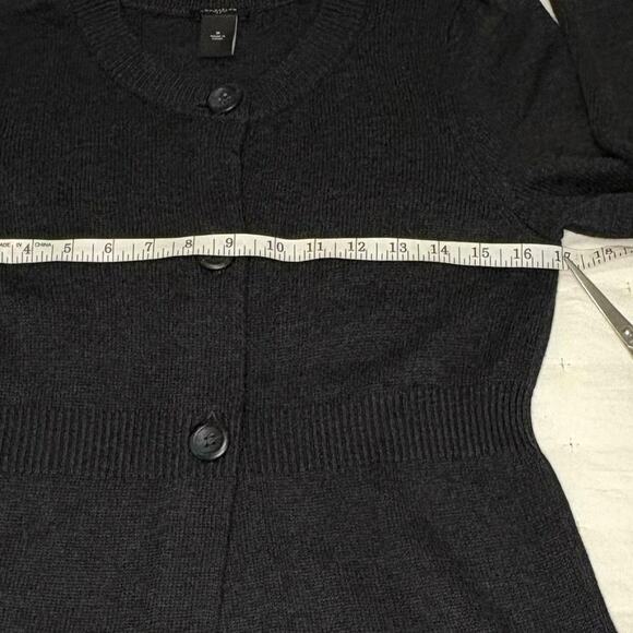 Ann Taylor Knit Cardigan Sweater Women's M | Dark Grey | 3/4 Sleeve - Picture 8 of 10